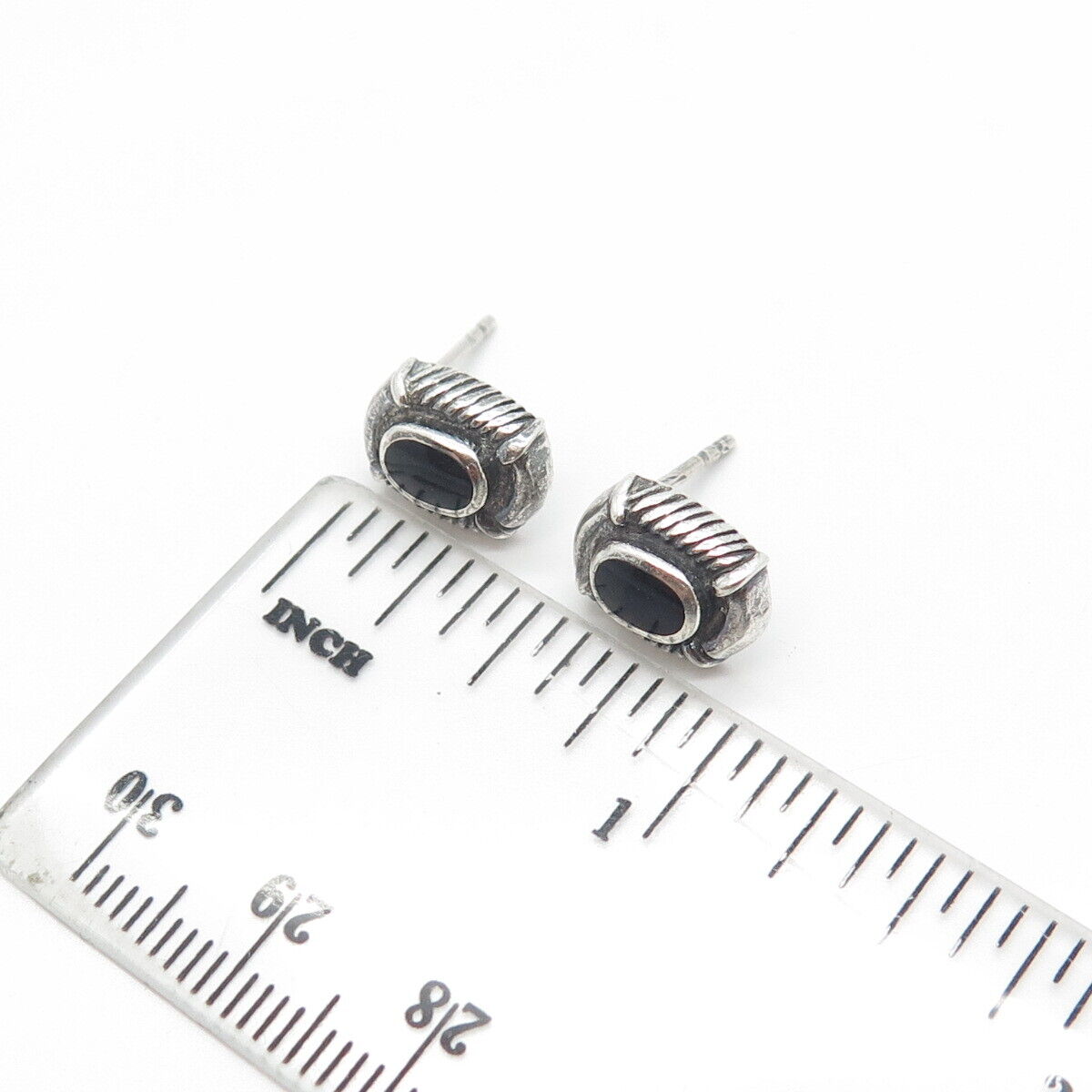 CHAPAL-ZENRAY INC 925 Sterling Silver Vintage Real Black Onyx Gem Drop Earrings