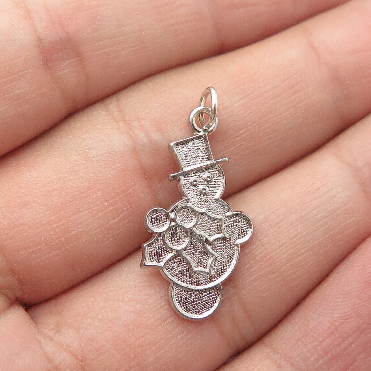 925 Sterling Silver Vintage Snowman Charm Pendant