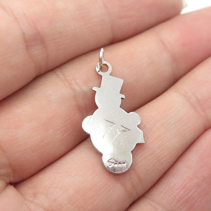 925 Sterling Silver Vintage Snowman Charm Pendant