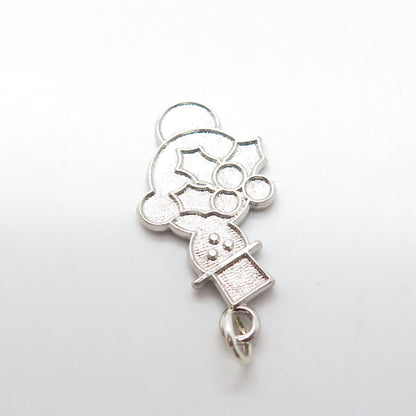 925 Sterling Silver Vintage Snowman Charm Pendant