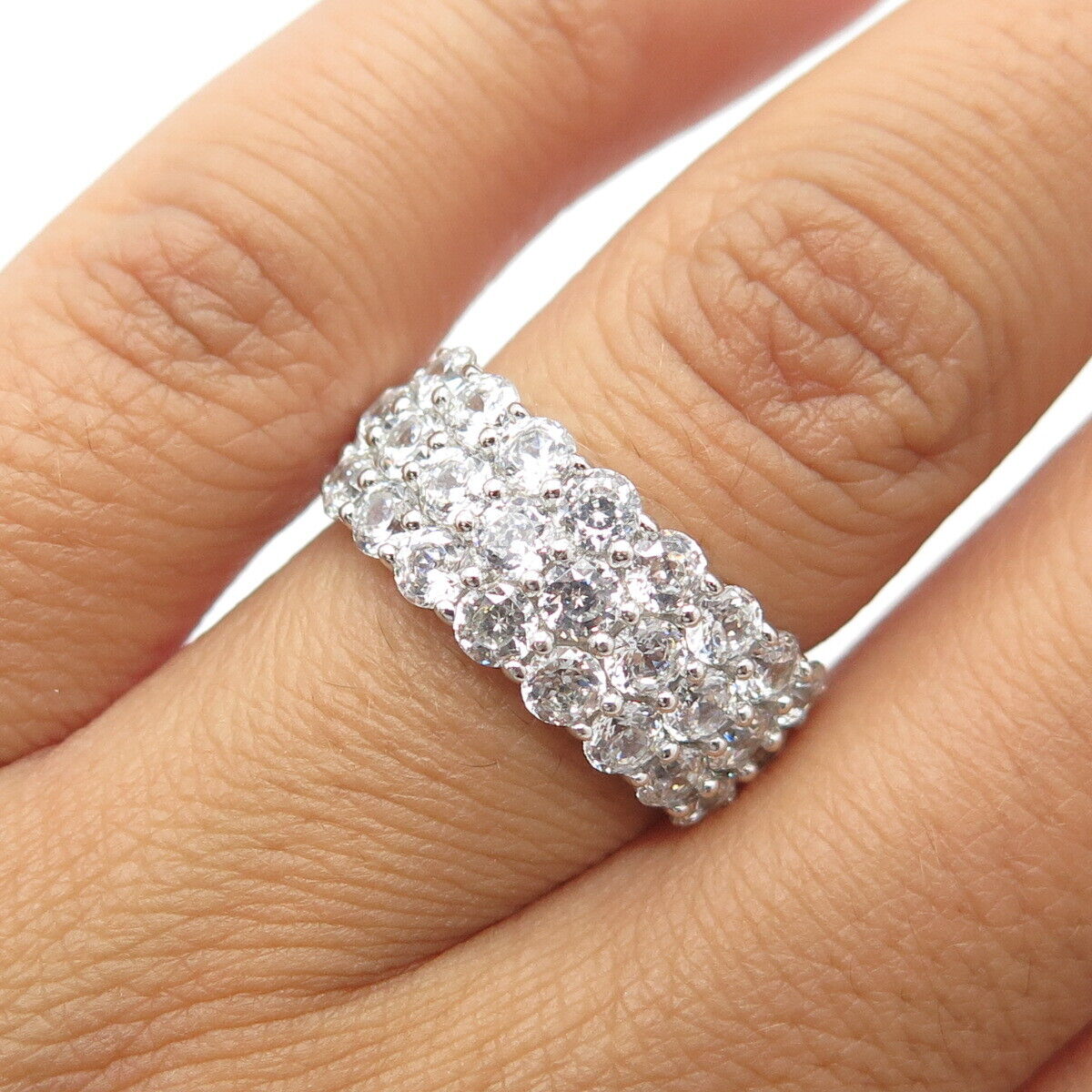 925 Sterling Silver Pave C Z Ring Size 6.25