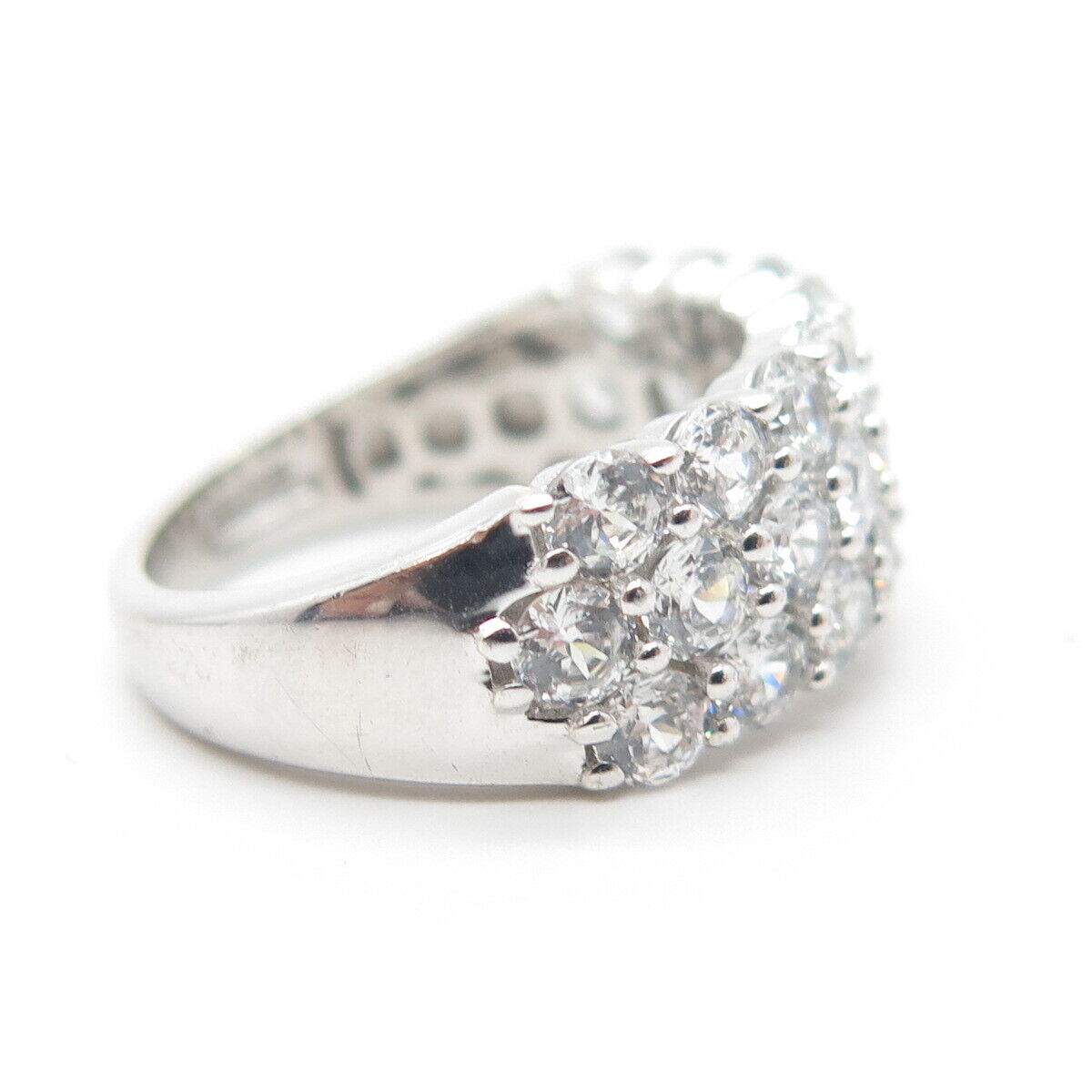 925 Sterling Silver Pave C Z Ring Size 6.25