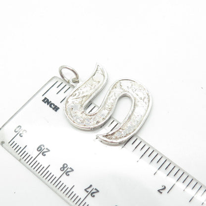 SIAM 925 Sterling Silver Vintage Letter "S" Initial Textured Pendant