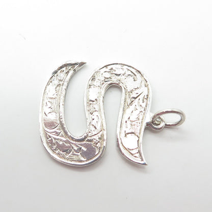 SIAM 925 Sterling Silver Vintage Letter "S" Initial Textured Pendant