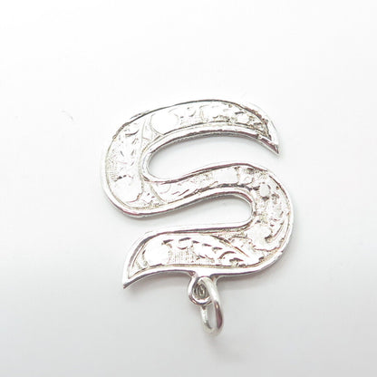 SIAM 925 Sterling Silver Vintage Letter "S" Initial Textured Pendant