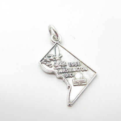 925 Sterling Silver Vintage 1966 Washington D.C Map Pendant