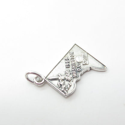 925 Sterling Silver Vintage 1966 Washington D.C Map Pendant