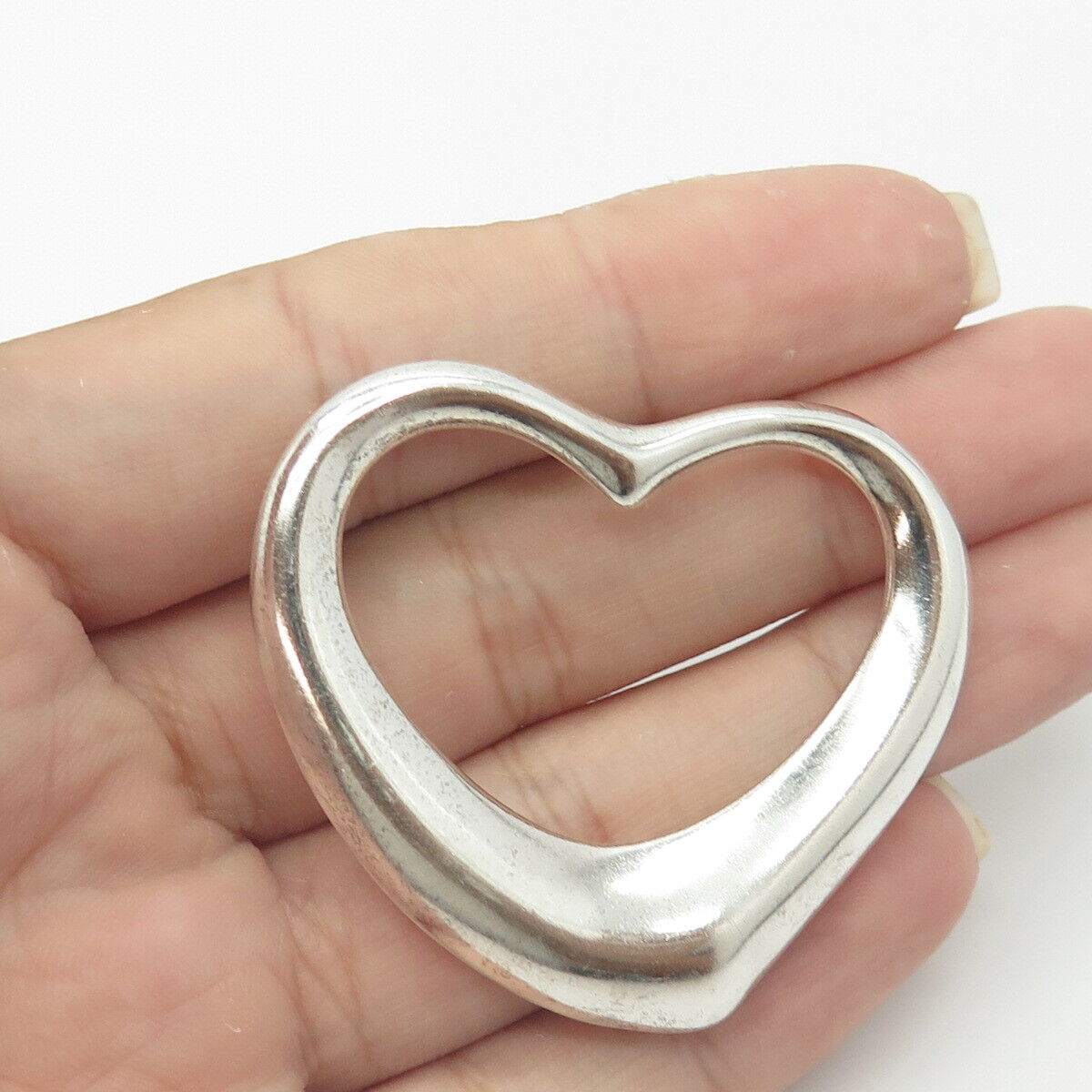 925 Sterling Silver Vintage Open Heart Slide Pendant