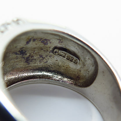 925 Sterling Silver White Onyx Imitation & C Z Ring Size 7.25
