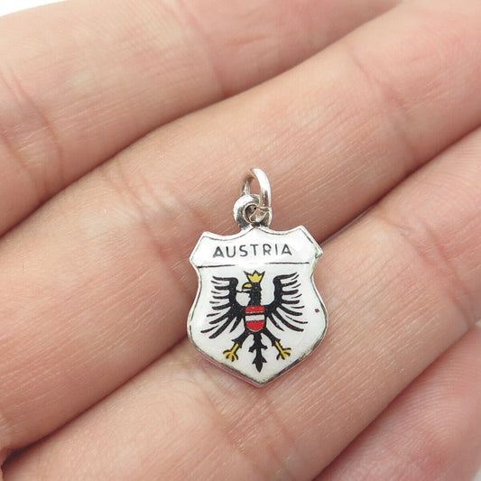 800 Silver Vintage Colorful Enamel "Austria" Coat of Arms Charm Pendant