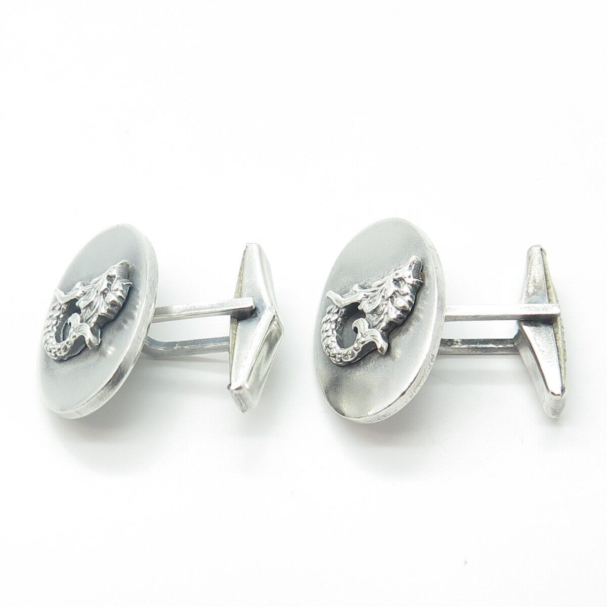 925 Sterling Silver Antique Art Deco Mermaid Cufflinks