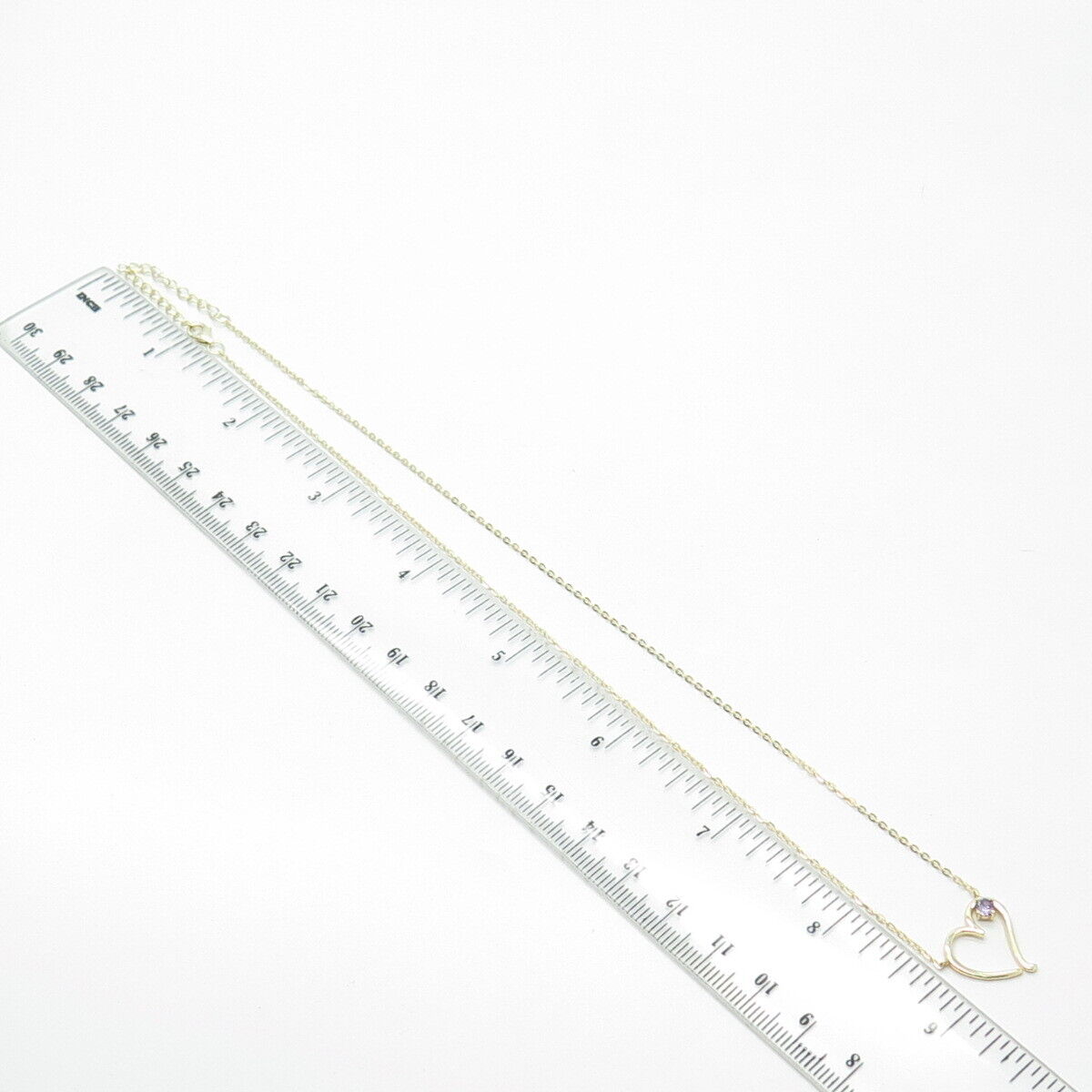 925 Sterling Silver Gold Plated Amethyst Gem Open Heart Cable Chain Necklace 18"