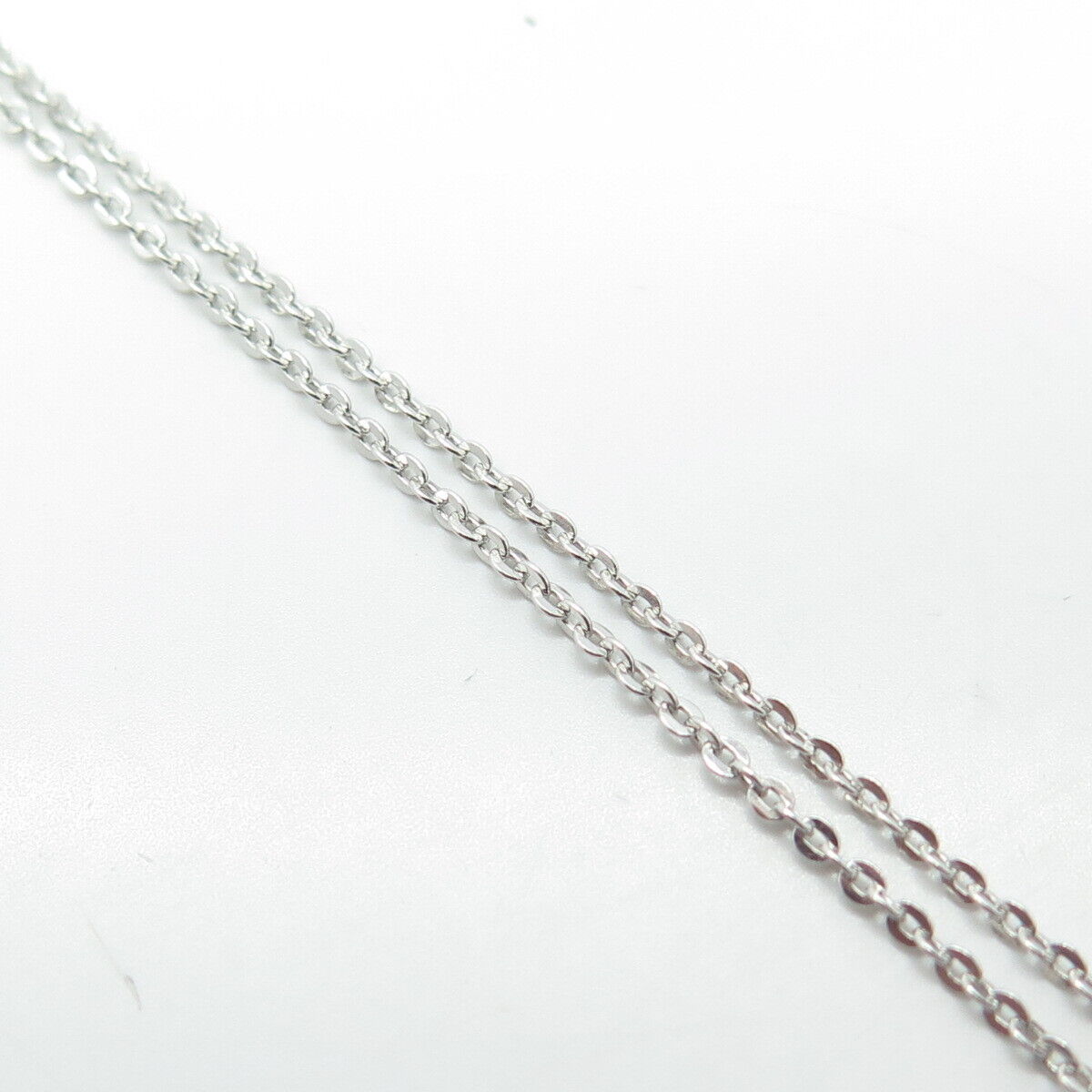 925 Sterling Silver White C Z Hoop Centerpiece Flat Cable Chain Necklace 16"