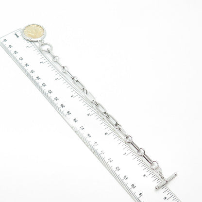 JACMEL JEWELRY INC. 925 Sterling Silver 2-Tone Vintage Mixed Link Bracelet 6.5"