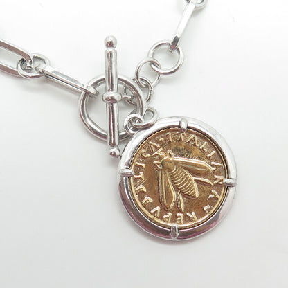 JACMEL JEWELRY INC. 925 Sterling Silver 2-Tone Vintage Mixed Link Bracelet 6.5"