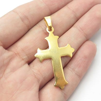 925 Sterling Silver Gold Plated Vintage Cross Textured Religious Pendant