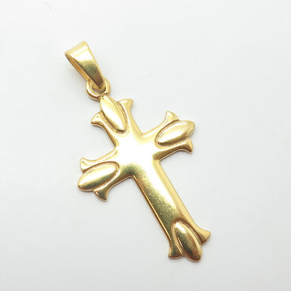 925 Sterling Silver Gold Plated Vintage Cross Textured Religious Pendant