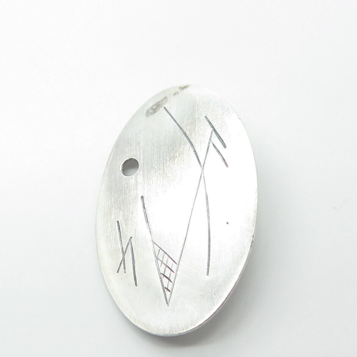 925 Sterling Silver Vintage Engraved Tribal Pin Brooch