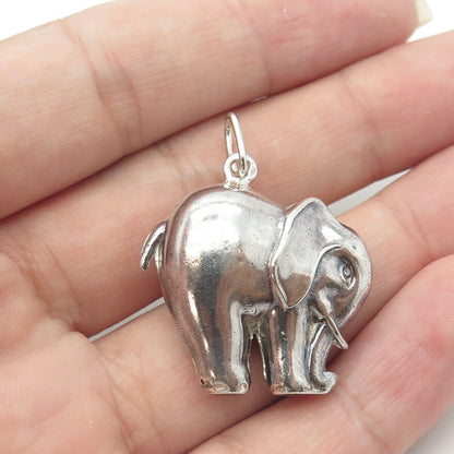 925 Sterling Silver Vintage Elephant for Good Luck 3D Pendant