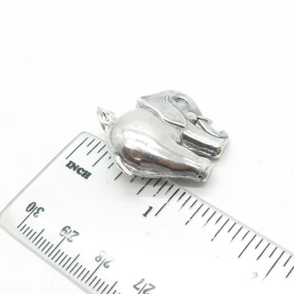 925 Sterling Silver Vintage Elephant for Good Luck 3D Pendant