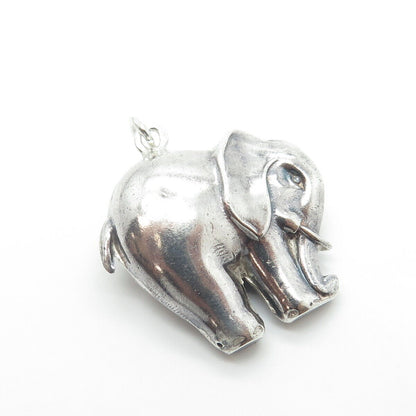 925 Sterling Silver Vintage Elephant for Good Luck 3D Pendant