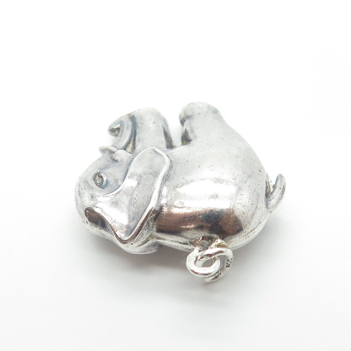 925 Sterling Silver Vintage Elephant for Good Luck 3D Pendant