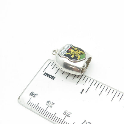 800 Silver Vintage Germany Enamel Heidelberg Ringing Bell Charm Pendant