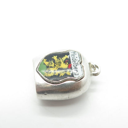 800 Silver Vintage Germany Enamel Heidelberg Ringing Bell Charm Pendant