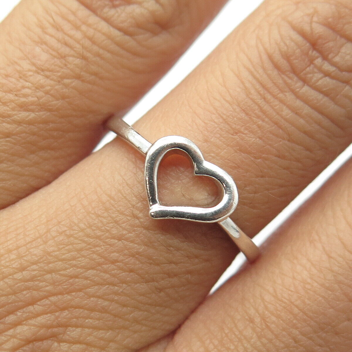 925 Sterling Silver Vintage Open Heart Ring Size 8