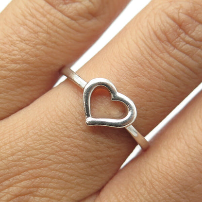 925 Sterling Silver Vintage Open Heart Ring Size 8