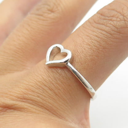 925 Sterling Silver Vintage Open Heart Ring Size 8