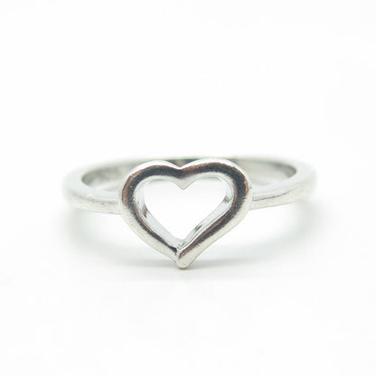 925 Sterling Silver Vintage Open Heart Ring Size 8