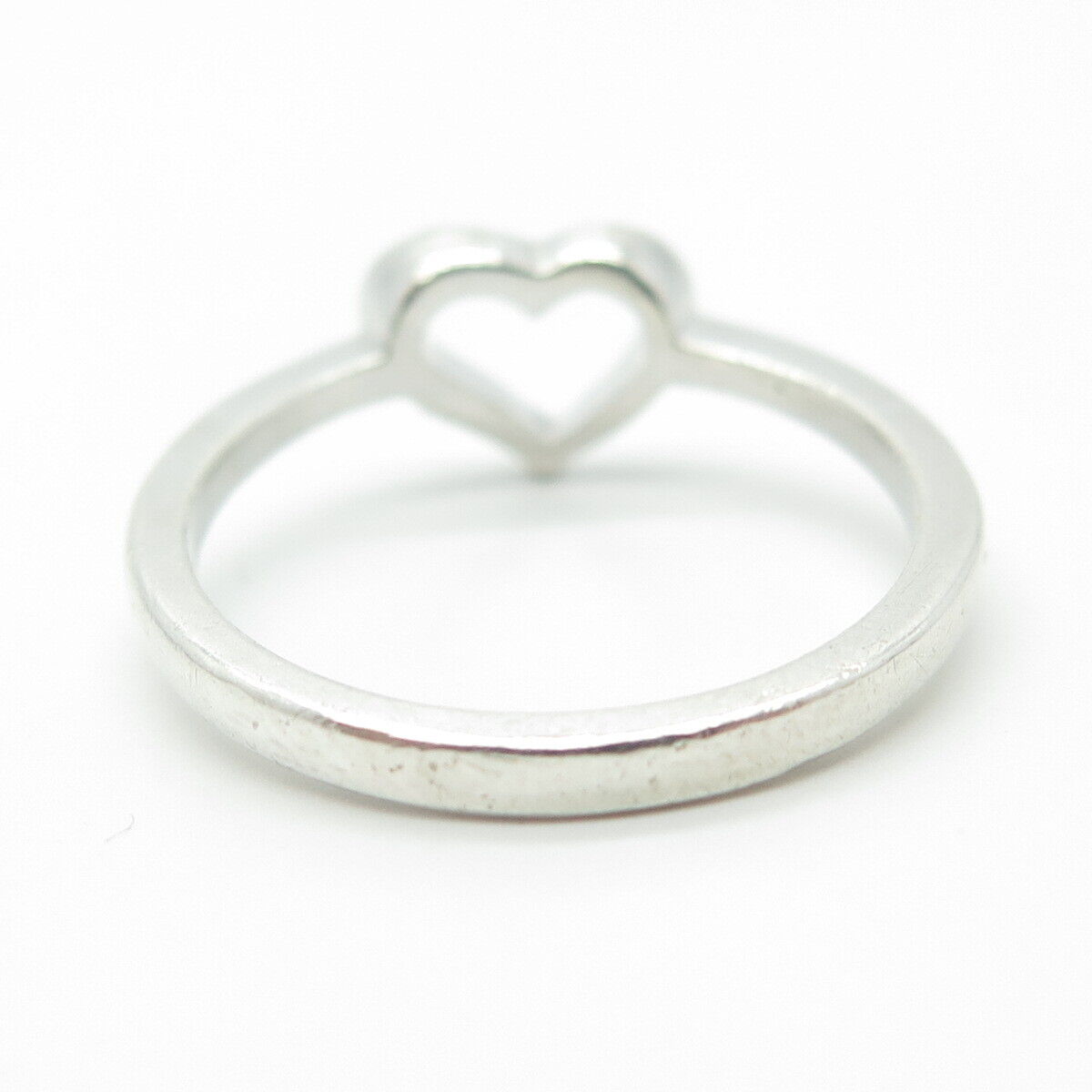 925 Sterling Silver Vintage Open Heart Ring Size 8
