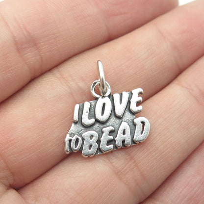 SUNDANCER 925 Sterling Silver Vintage "I LOVE TO BEAD" Charm Pendant