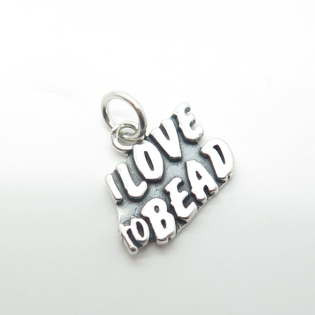 SUNDANCER 925 Sterling Silver Vintage "I LOVE TO BEAD" Charm Pendant