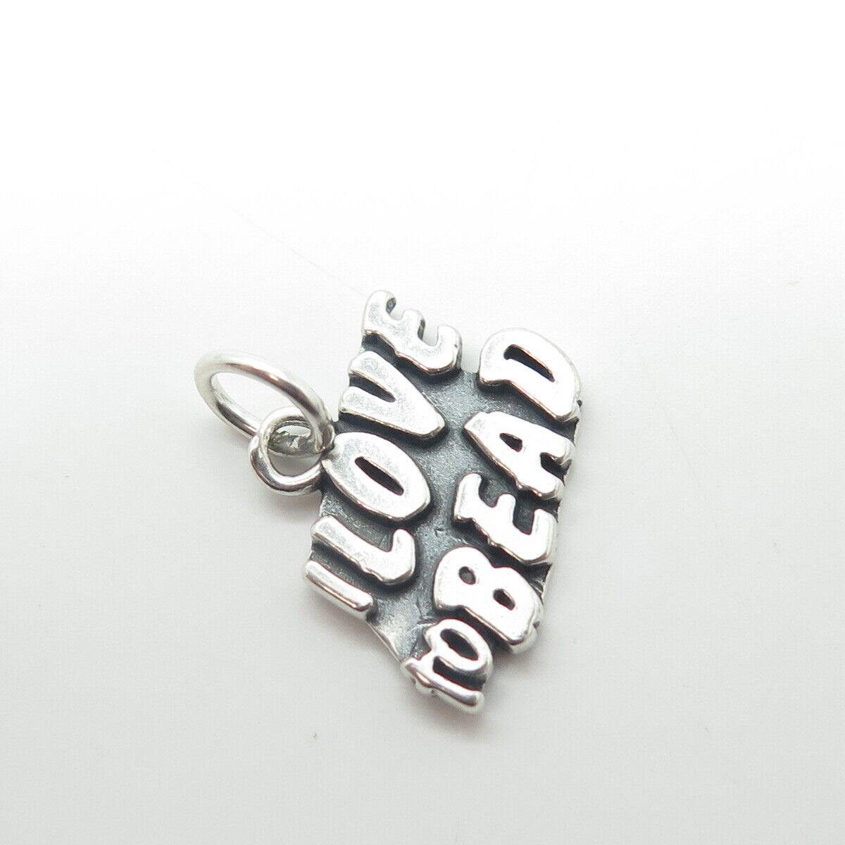 SUNDANCER 925 Sterling Silver Vintage "I LOVE TO BEAD" Charm Pendant