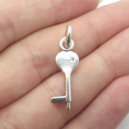 925 Sterling Silver Diamond Accent Heart Key Pendant