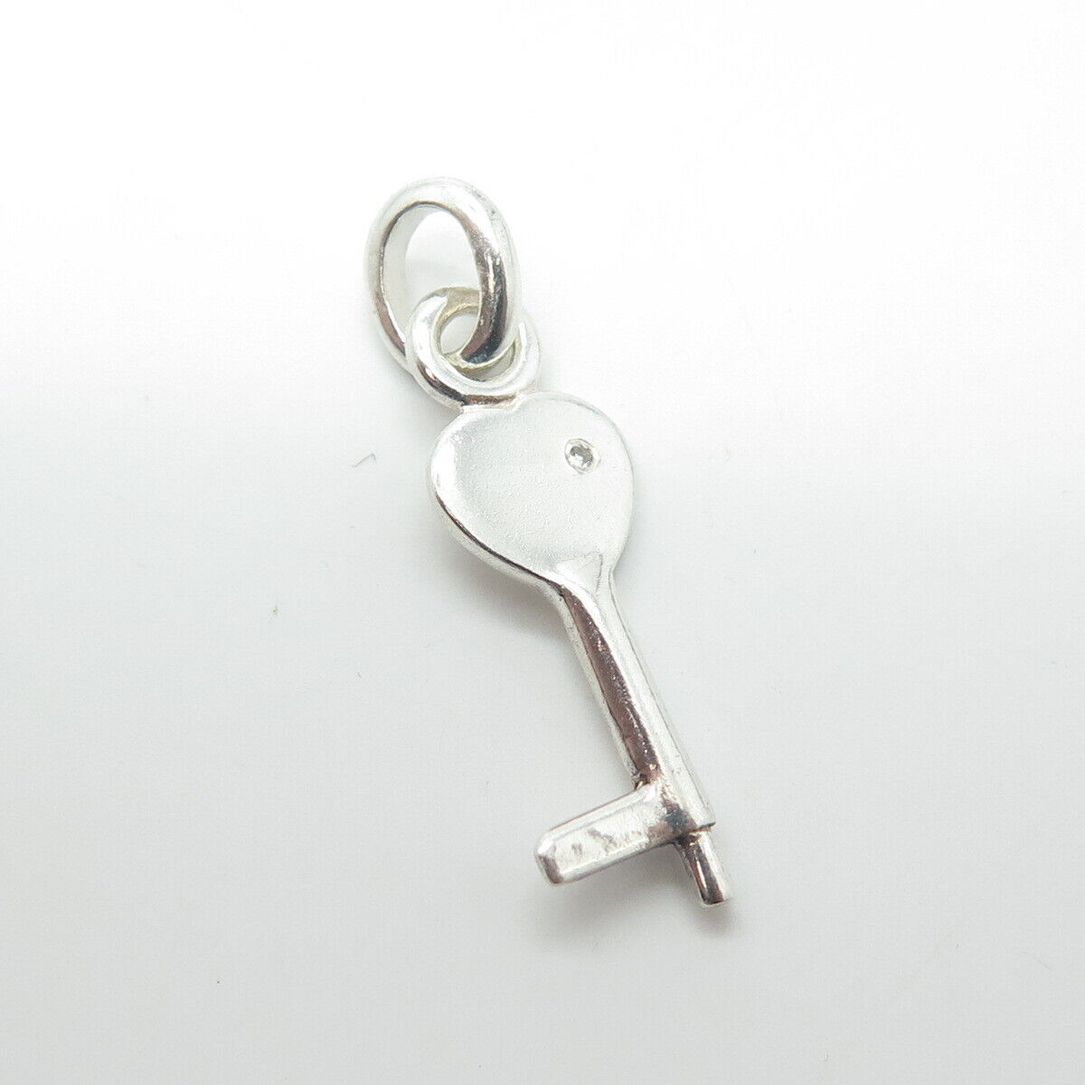 925 Sterling Silver Diamond Accent Heart Key Pendant