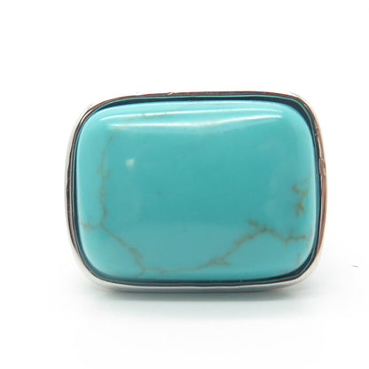 925 Sterling Silver Real Turquoise Gem Minimalist Ring Size 7.25