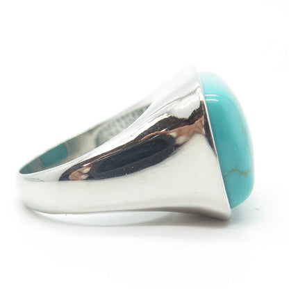 925 Sterling Silver Real Turquoise Gem Minimalist Ring Size 7.25