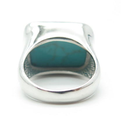 925 Sterling Silver Real Turquoise Gem Minimalist Ring Size 7.25