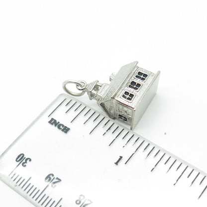 WELLS 925 Sterling Silver Antique Art Deco Old House Charm Pendant