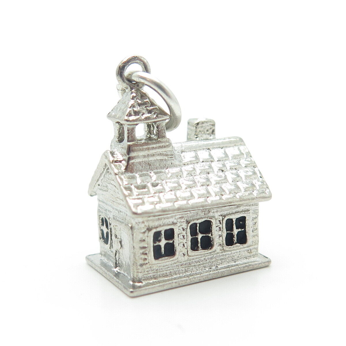 WELLS 925 Sterling Silver Antique Art Deco Old House Charm Pendant