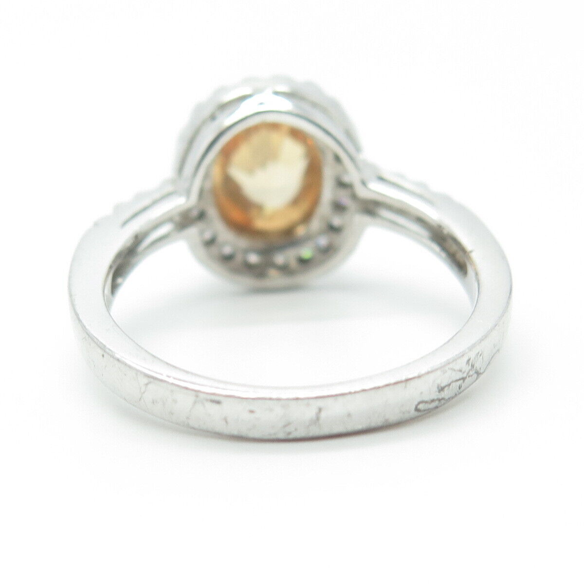 925 Sterling Silver Oval-Cut Brown & White C Z Engagement Ring Size 9.5