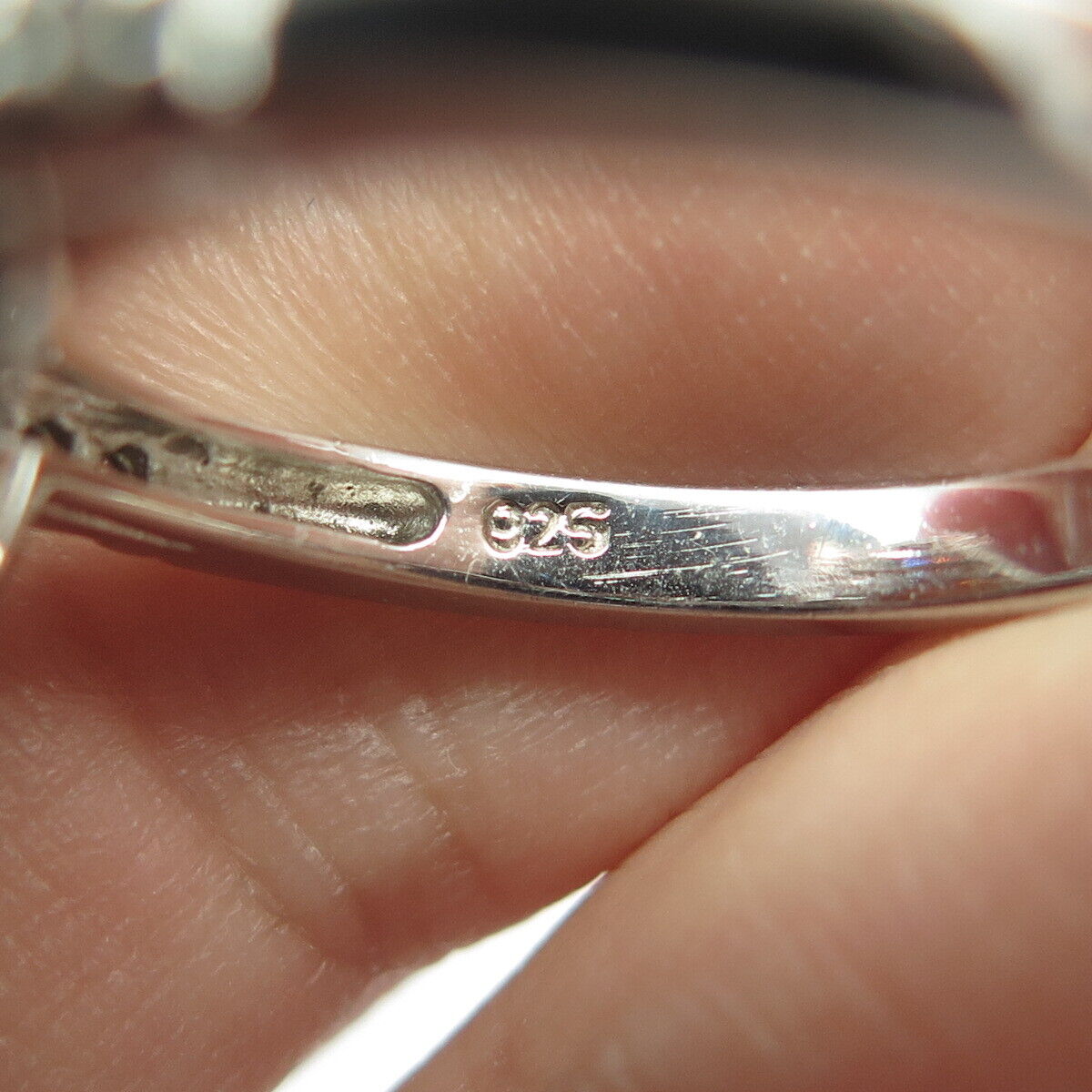 925 Sterling Silver Oval-Cut Brown & White C Z Engagement Ring Size 9.5