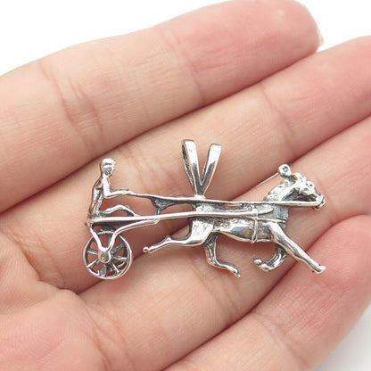 925 Sterling Silver Vintage Ancient Roman Chariot Pendant