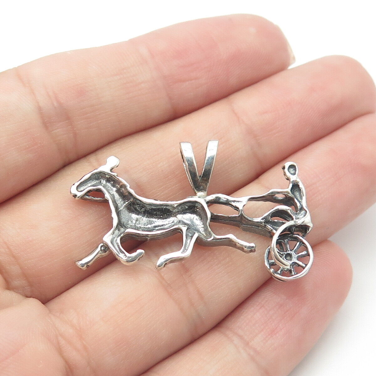 925 Sterling Silver Vintage Ancient Roman Chariot Pendant