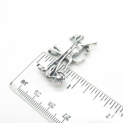 925 Sterling Silver Vintage Ancient Roman Chariot Pendant