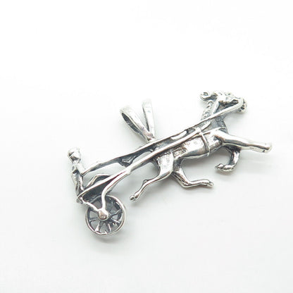 925 Sterling Silver Vintage Ancient Roman Chariot Pendant