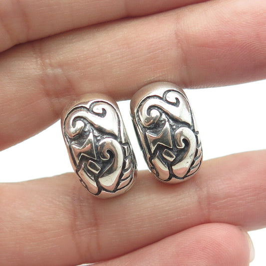 ZINA 925 Sterling Silver Vintage Signature Scroll Hoop Earrings